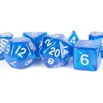 Stardust Acrylic Polyhedral Dice Set- Blue/ Silver