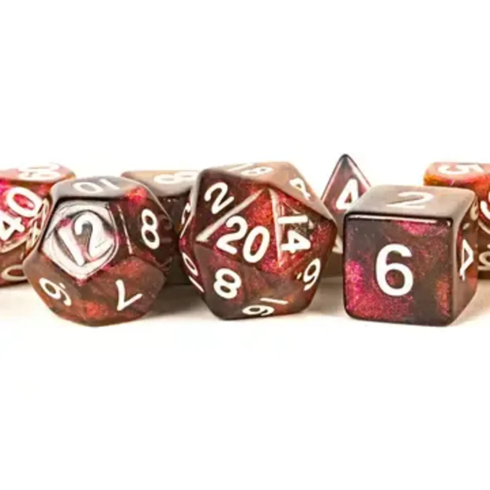 Stardust Acrylic Polyhedral Dice Set- Supervolcano