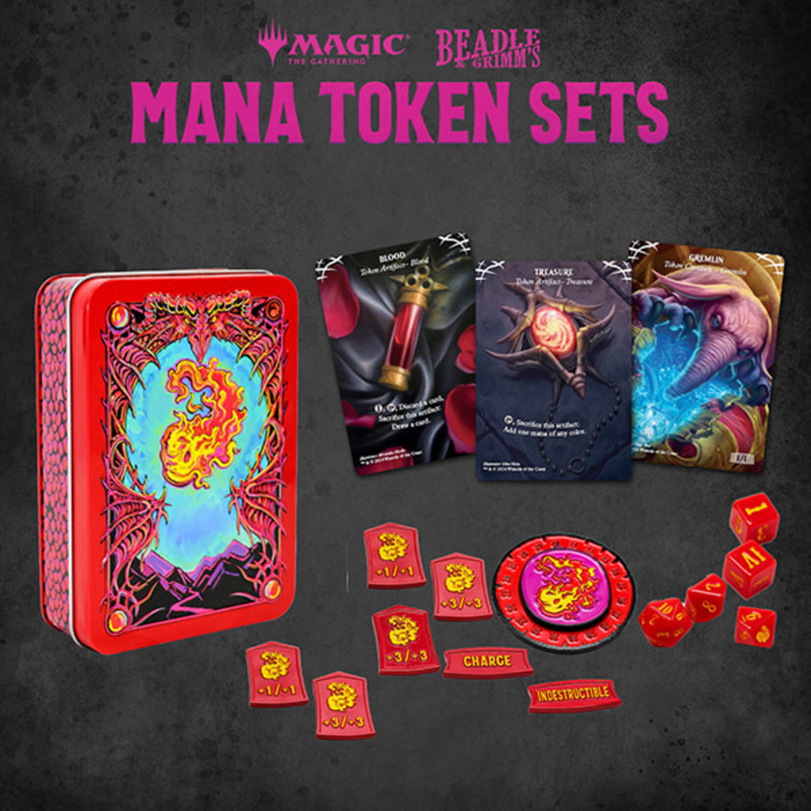 Beadle & Grimm's Magic - Red Mana Metal Token Set