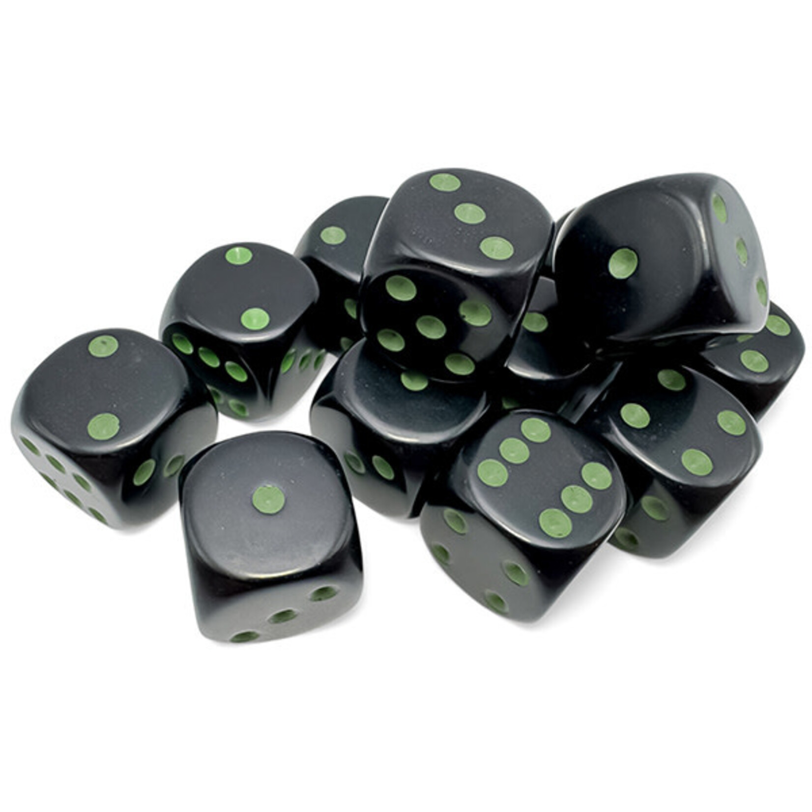 Chessex CHX 25658 16mm 12d6 Opaque Black/ Green