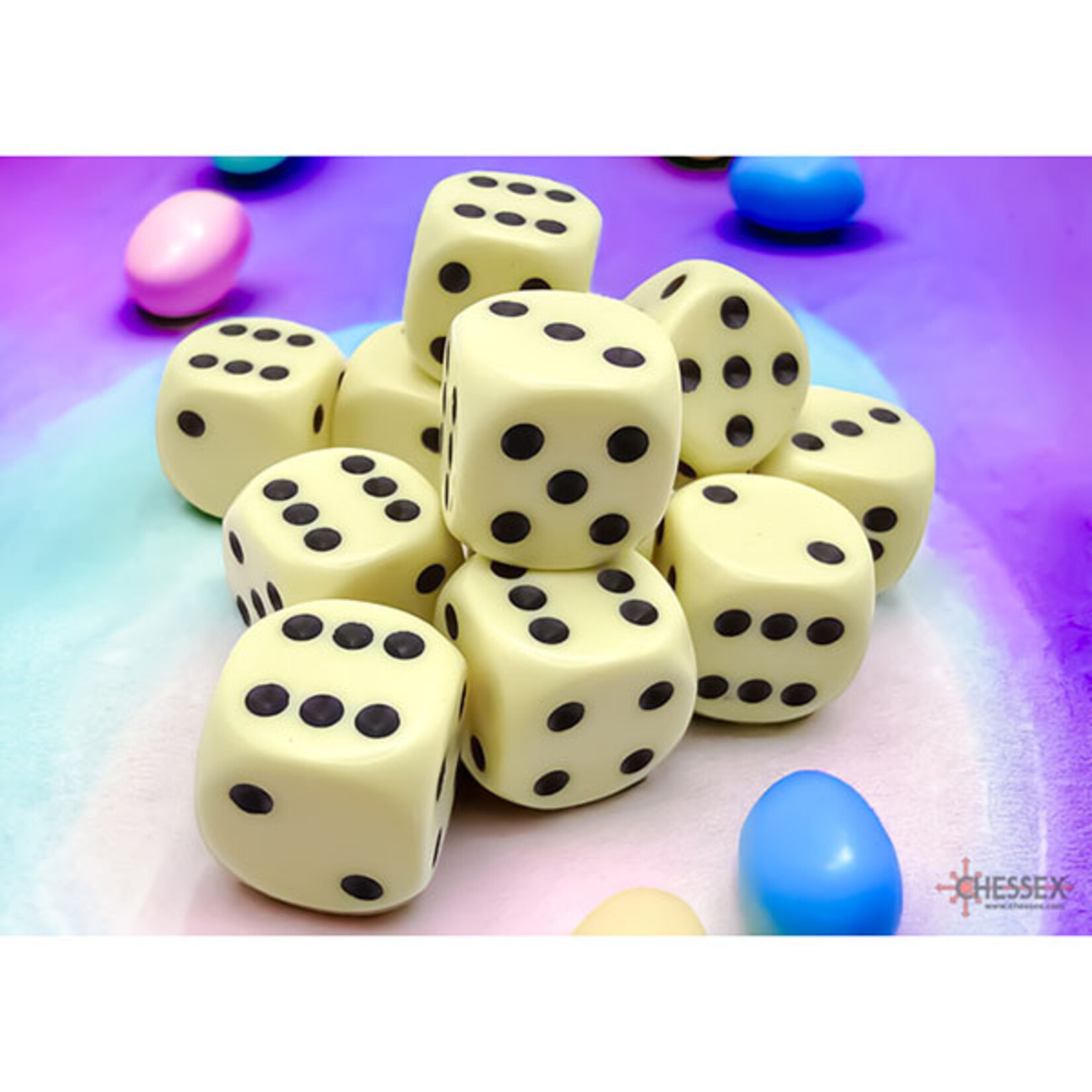 Chessex CHX 25662 Opaque Pastel Yellow / Black 16mm (12d6)