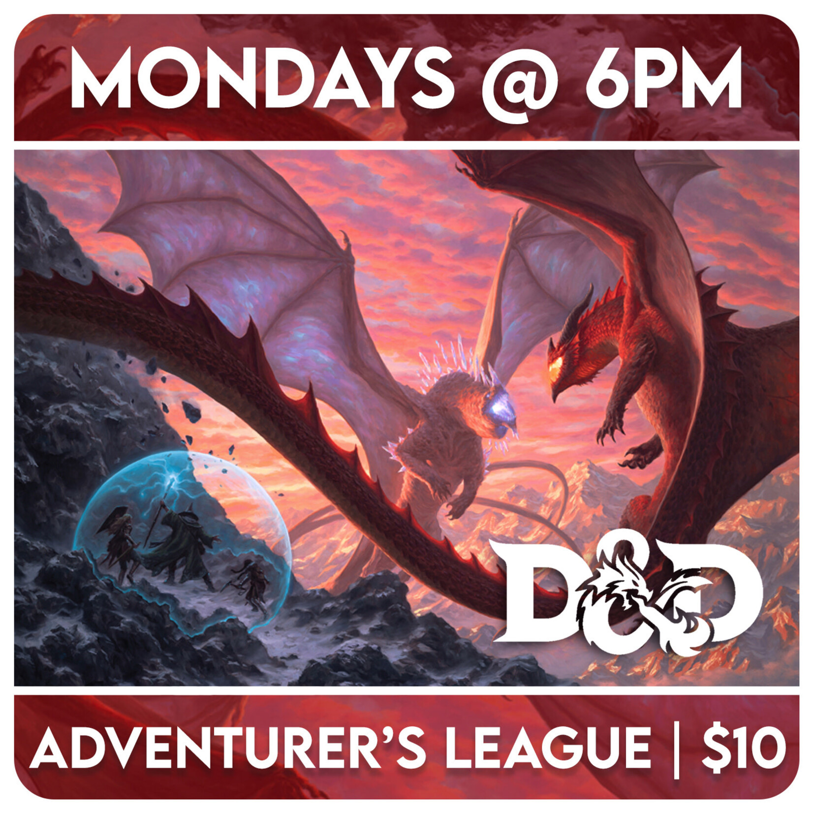 Dungeons & Dragons Events 12/22 Monday @ 6 PM - D&D Adventurer's League  w/ Matt