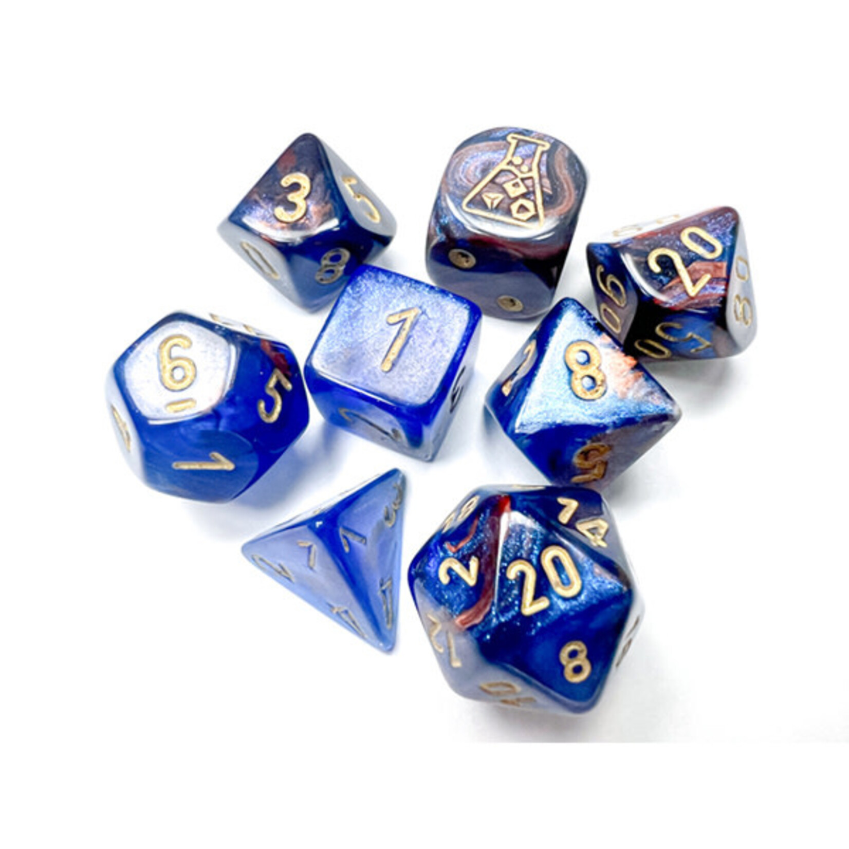 Chessex CHX 30055 Lustrous Azurite / Gold Polyhedral 7-die Set