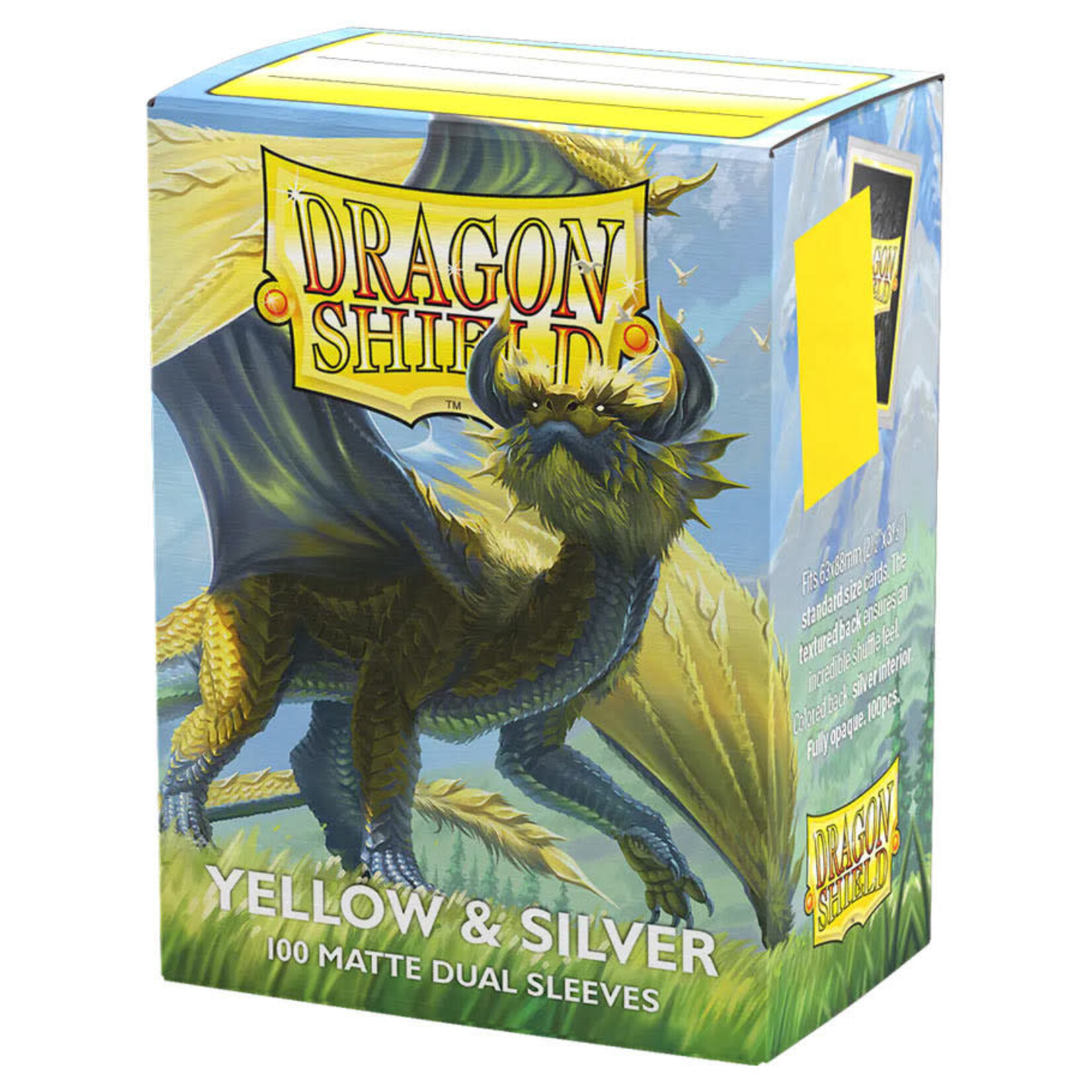 Arcane Tinmen Dragon Shield - Standard Sleeves - Dual Matte: Yellow & Silver (100)