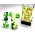 Chessex CHX 26454 7-Die Set Gemini: Green-Yellow/Silver