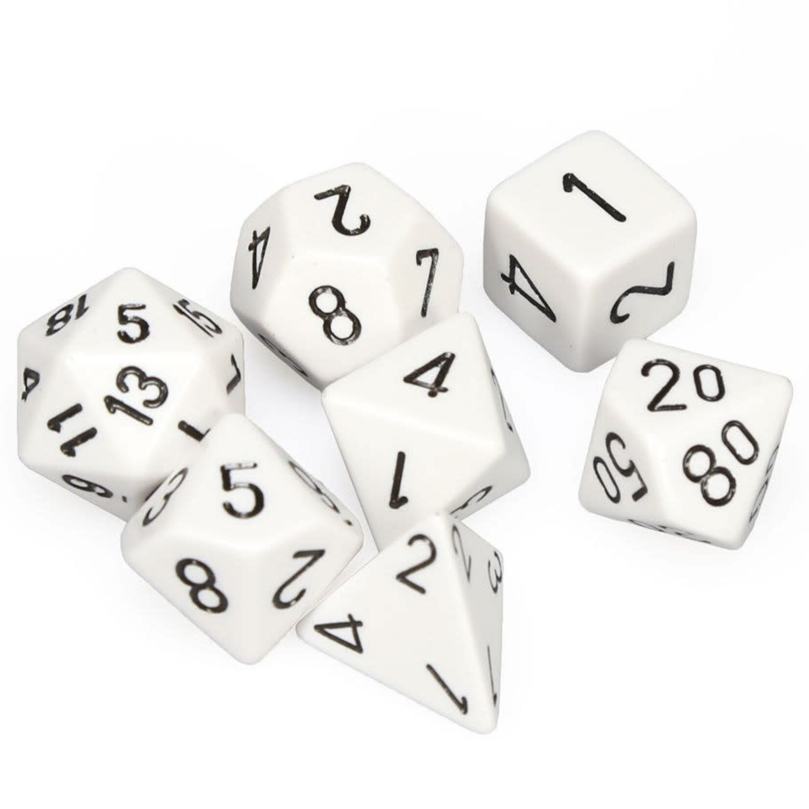 Chessex CHX 25401 Opaque White / Black Polyhedral 7-die Set