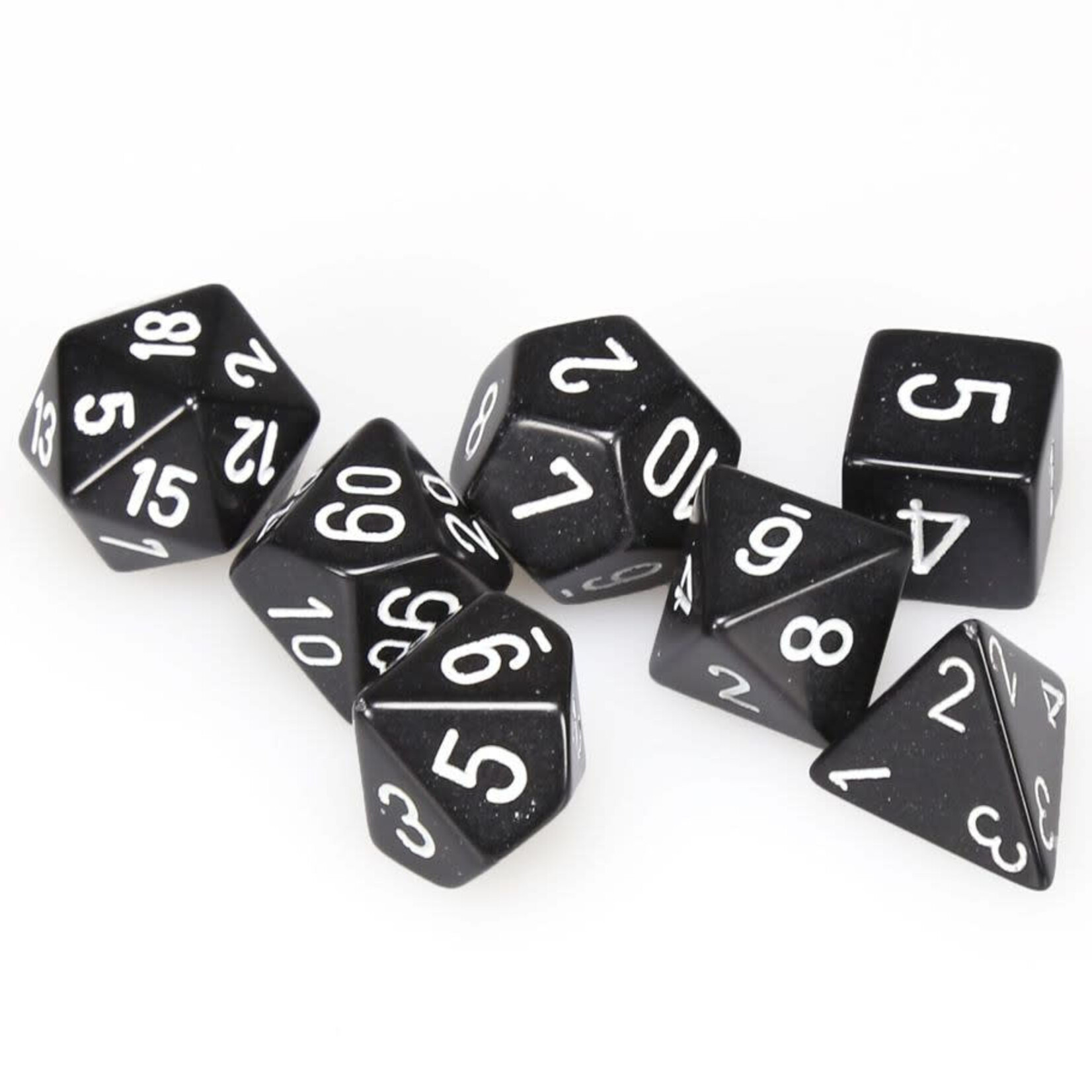 Chessex CHX 25408 Opaque Black / White Polyhedral 7-die Set