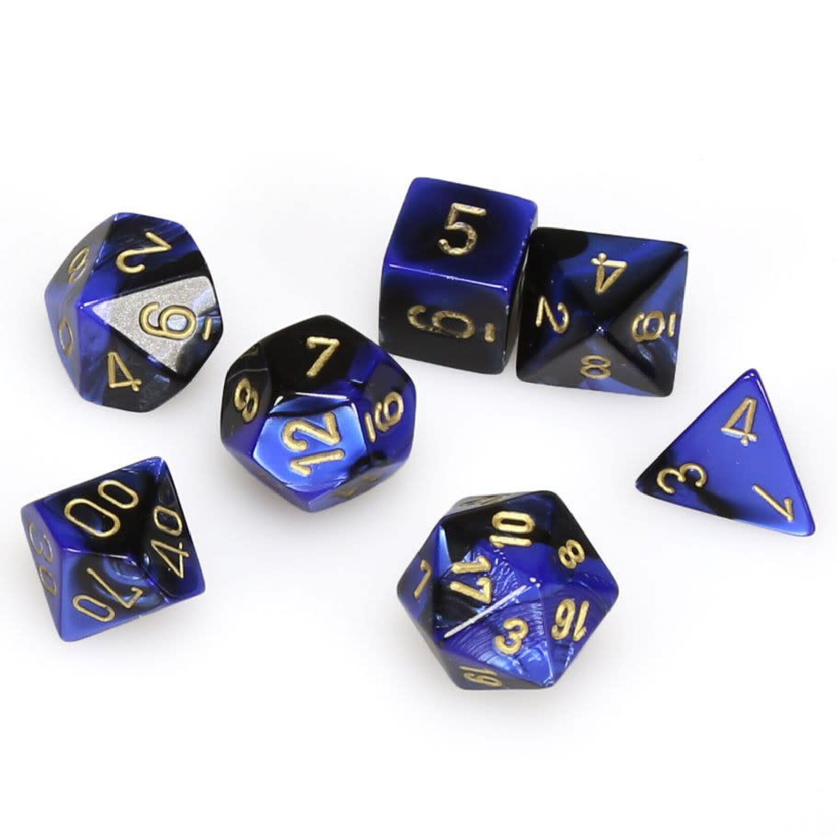 Chessex CHX 26435 Gemini Black Blue Gold Polyhedral 7-die Set