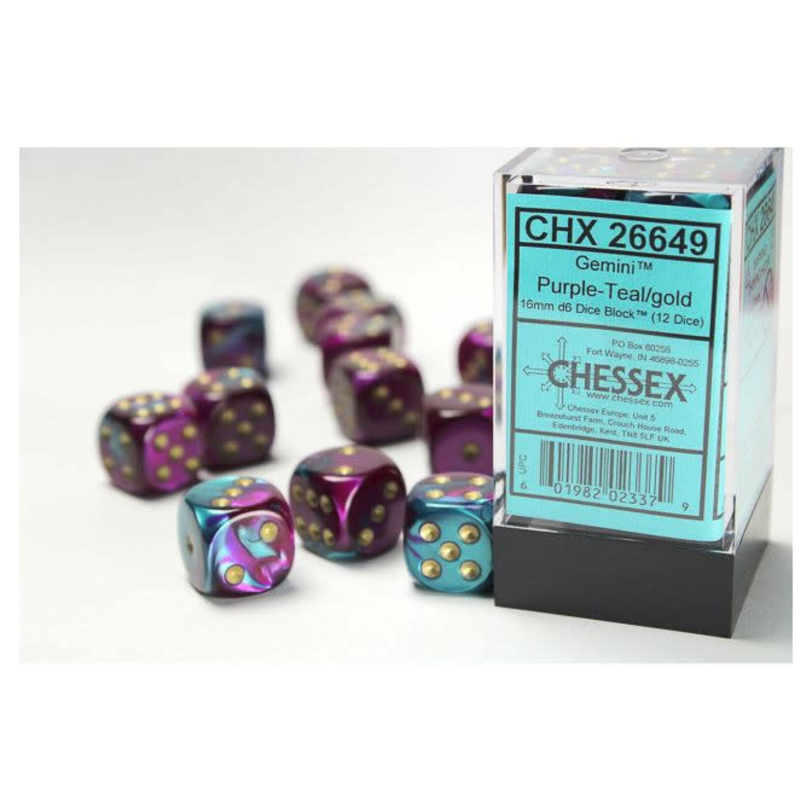 Chessex CHX 26649 Gemini Purple Teal 16mm (12d6)