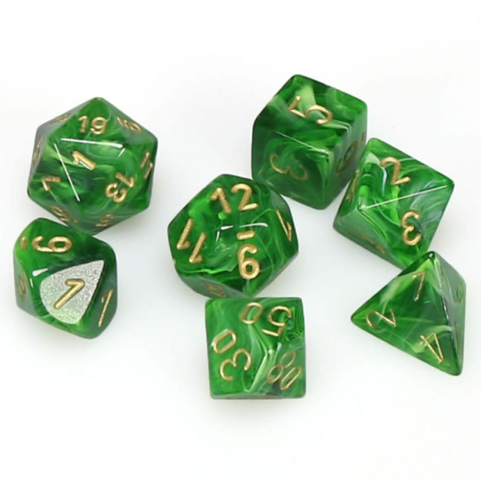 Chessex CHX 27435 Vortex Green / Gold Polyhedral 7-die Set