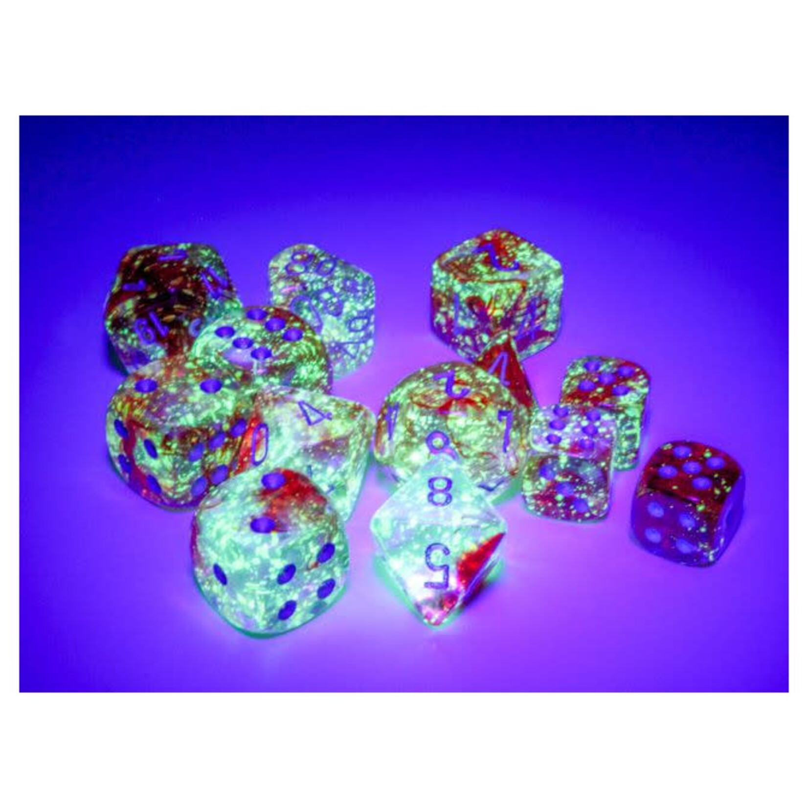 Chessex CHX 27554 Nebula Luminary Red / Silver Polyhedral 7-die Set