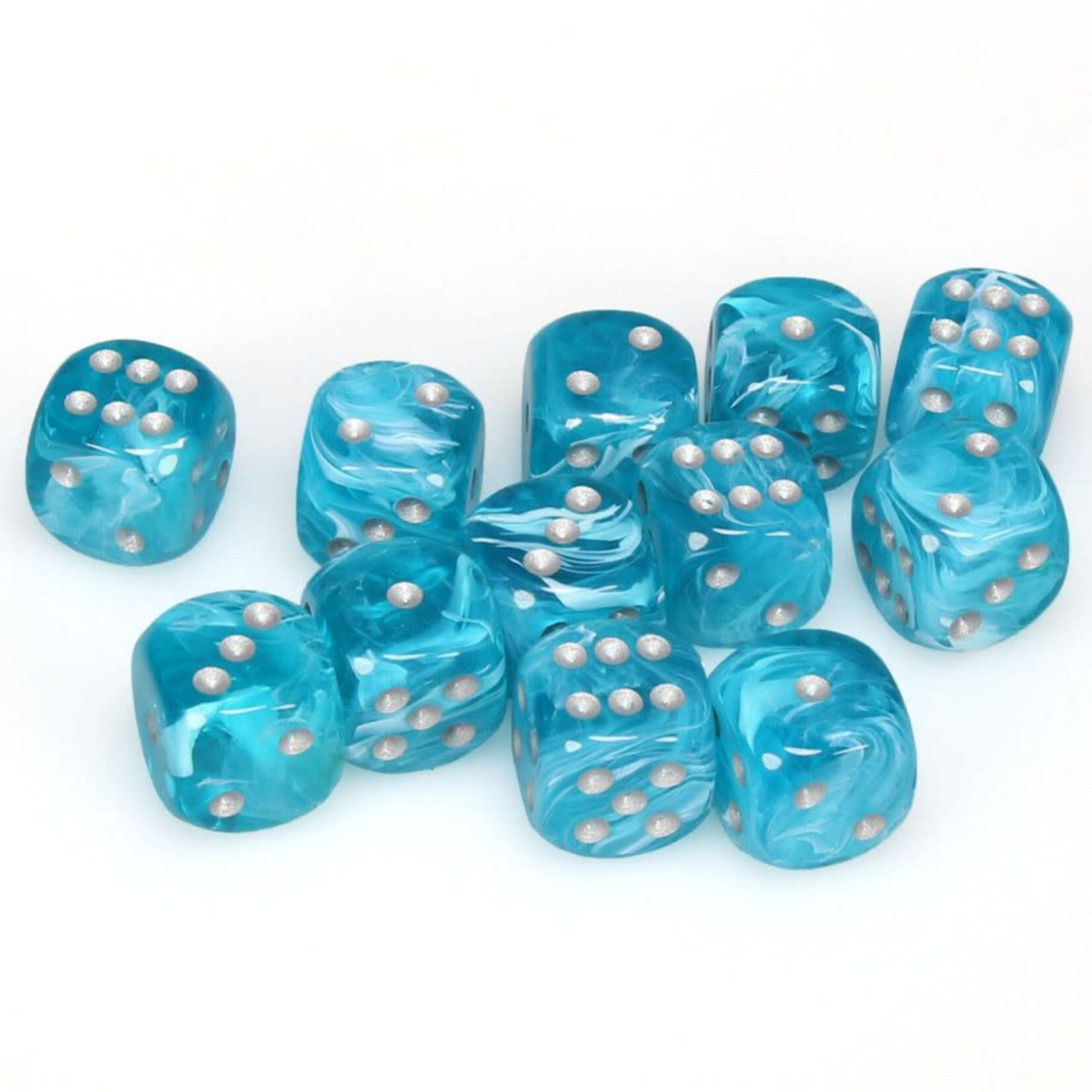 Chessex CHX 27665 Cirrus Aqua / Silver 16mm (12d6)