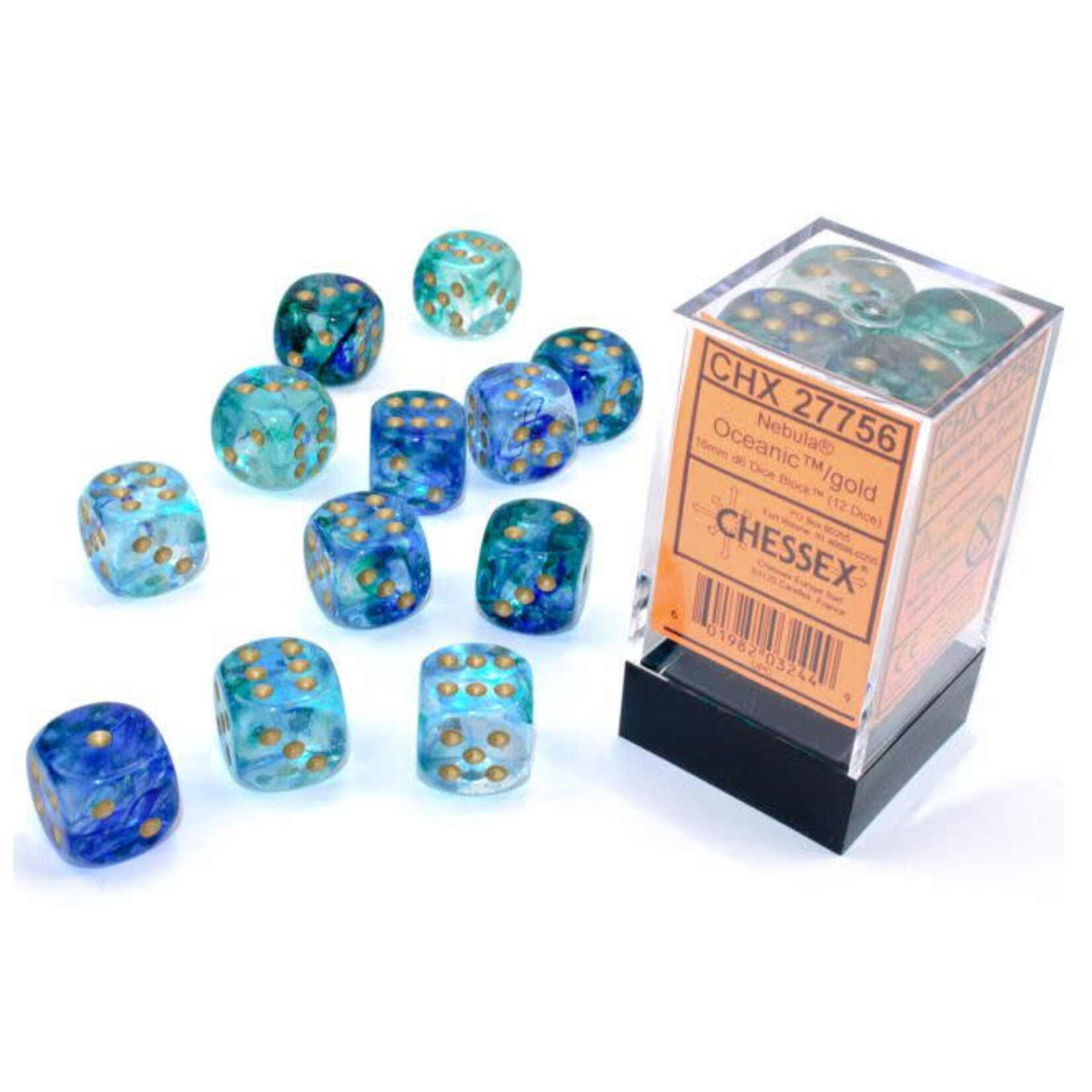 Chessex CHX 27756 Nebula Luminary Oceanic / Gold 16mm (12d6)