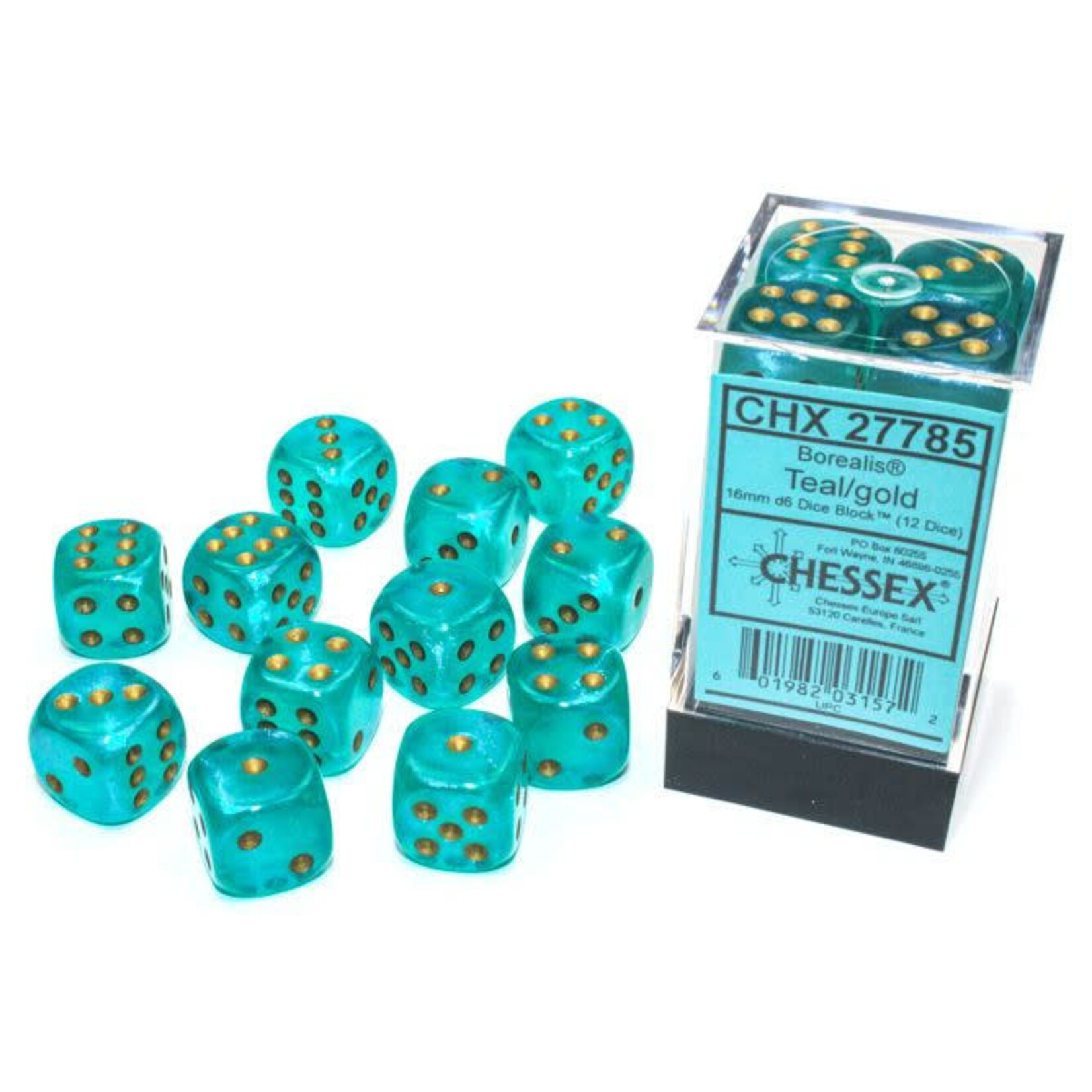 Chessex CHX 27785 Borealis Luminary Teal / Gold 16mm (12d6)