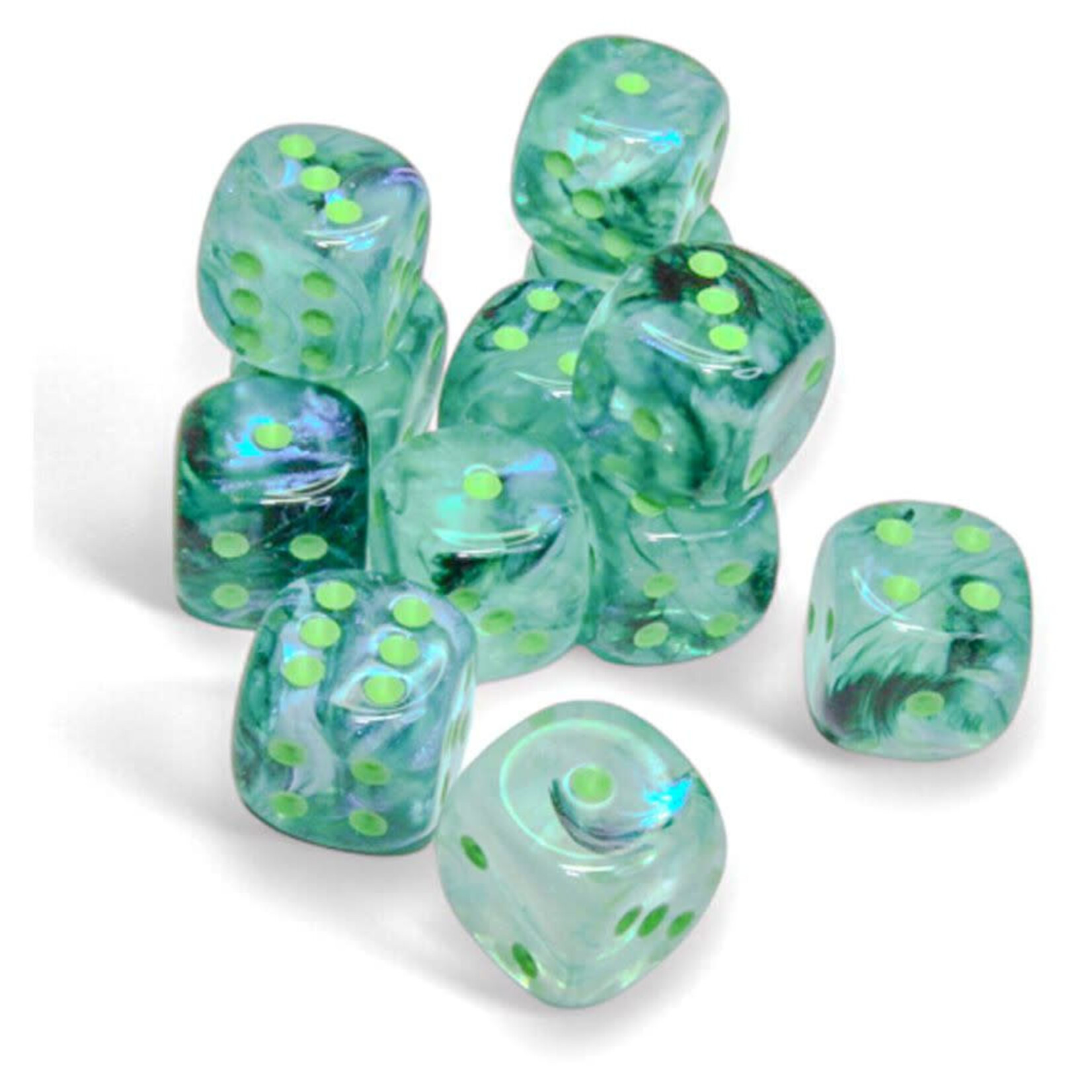 Chessex CHX27795: 16mm 12d6 Borealis Luminary: Kelp/Light Green