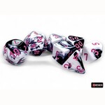 Chessex CHX 26469 GEMINI POLYHEDRAL BLACK-WHITE WITH PINK 7-DIE SET