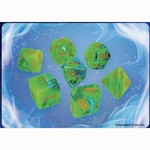 Chessex CHX 26470 GEMINI POLYHEDRAL PLASMA GREEN-TEAL WITH ORANGE LUMINARY 7-DIE SET