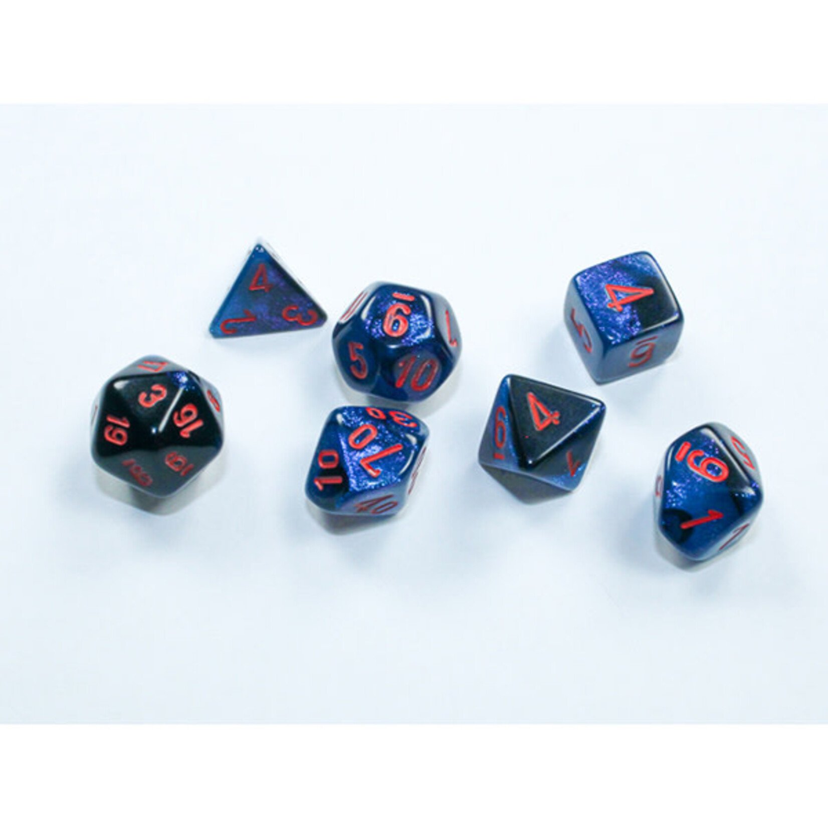 Chessex CHX 20658 7-Die Set Mini Gemini: Black-Starlight/Red