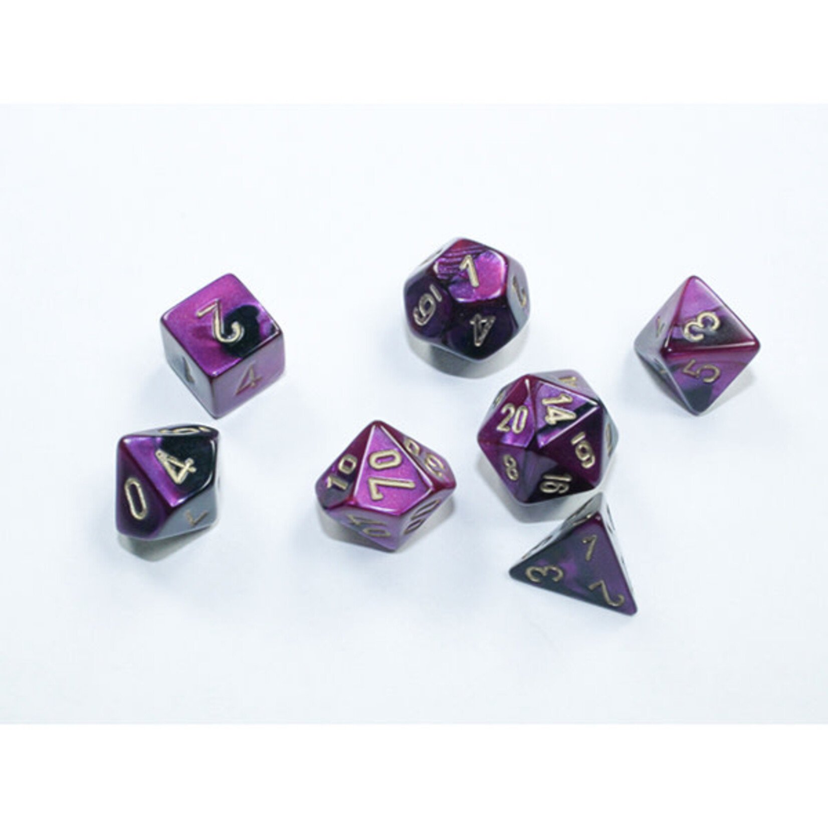 Chessex CHX 20640 7-Die Set Mini Gemini: Black-Purple/Gold