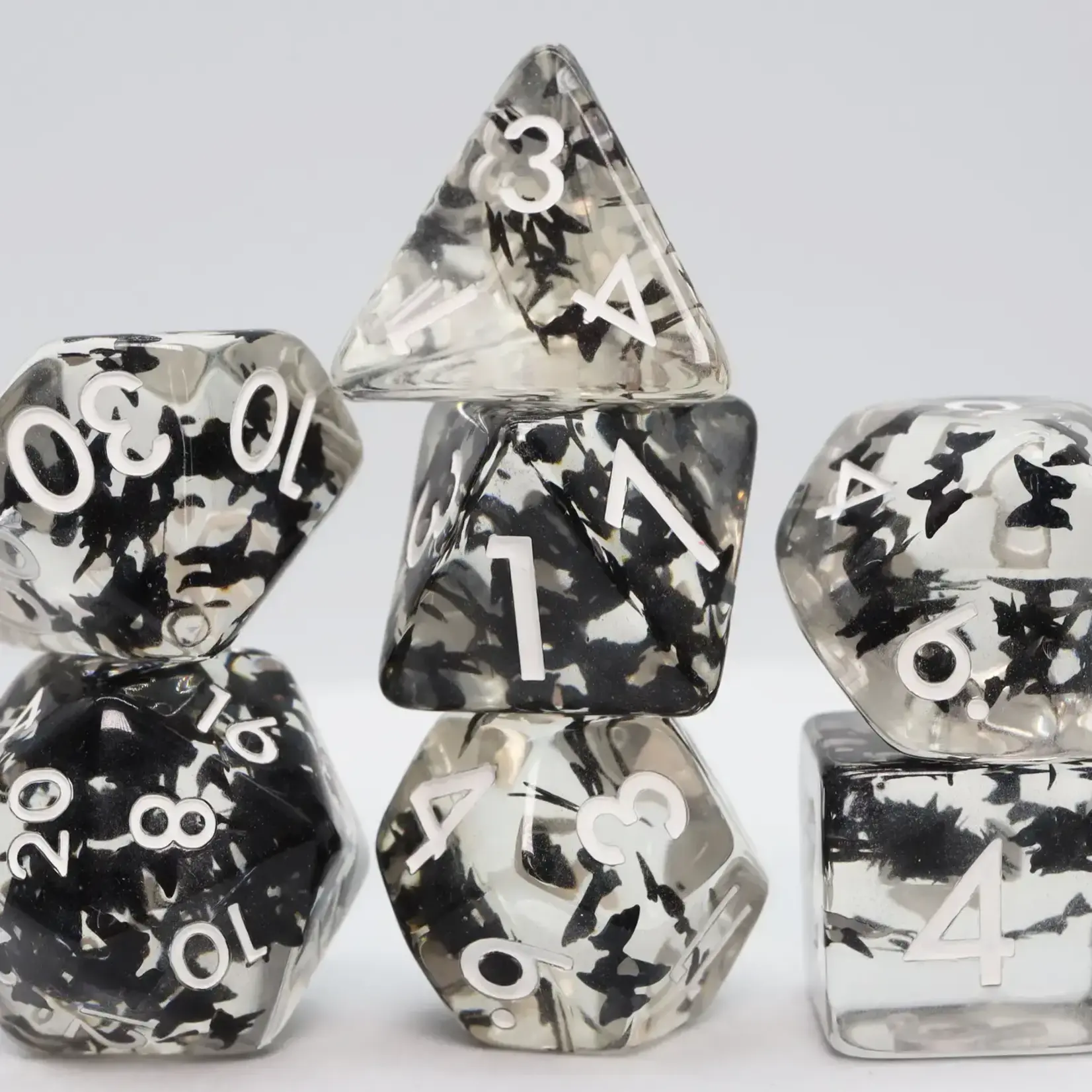 Foam Brain Games Butterfly Kiss - Black Rpg Dice Set Foam Brain Games