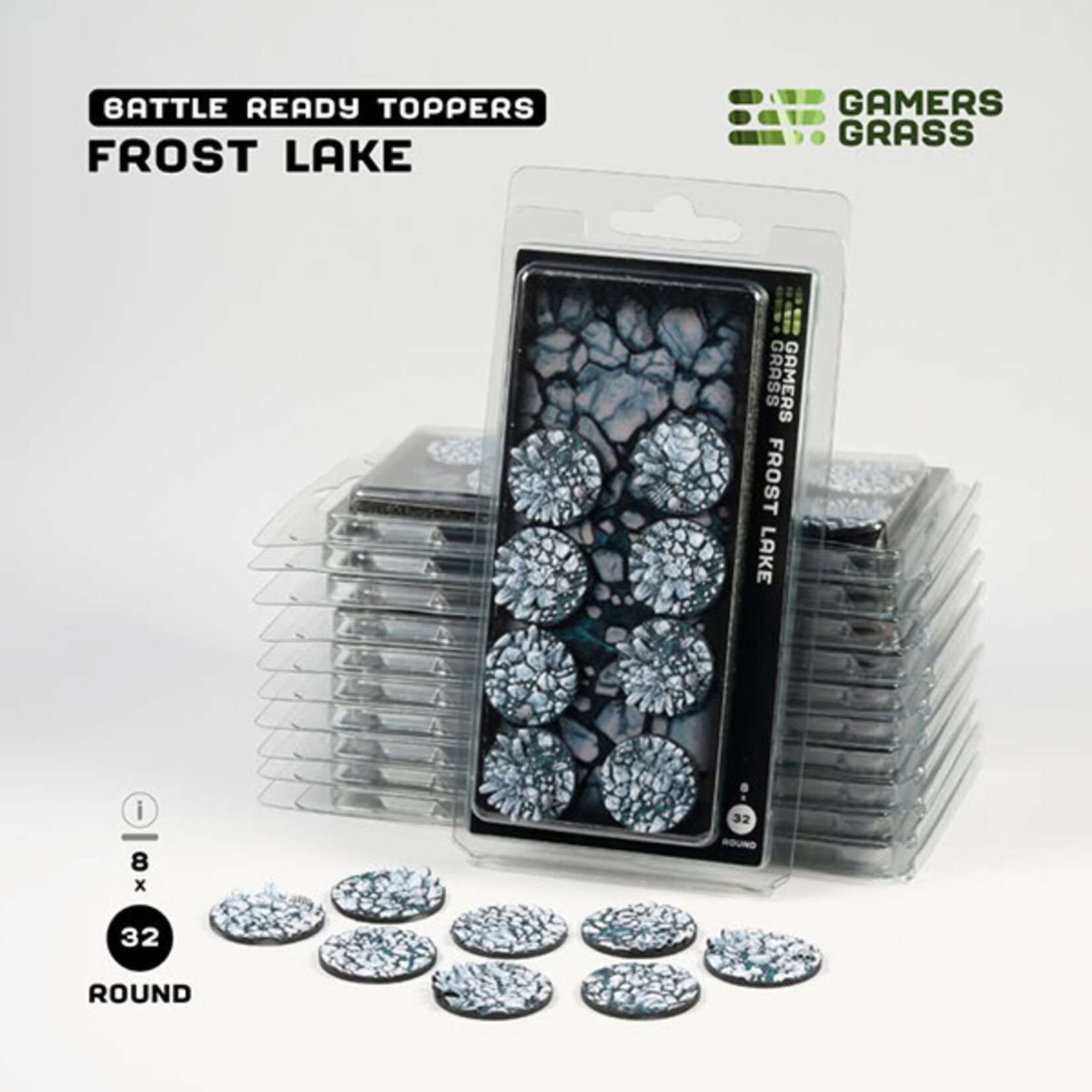 GamersGrass Battle Ready Toppers: Frost Lake- Round 32mm (x8)