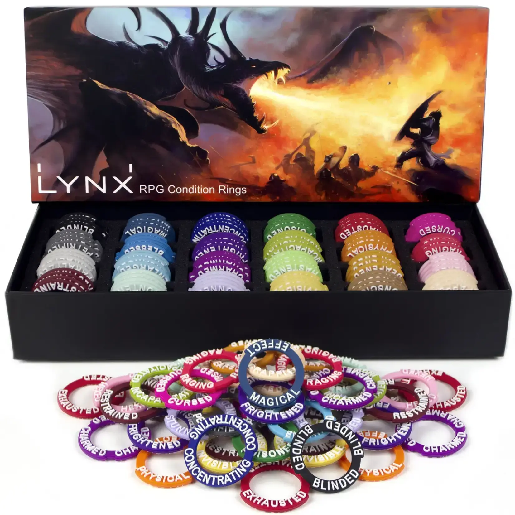 Lynx Rpg Condition Rings/Markers Set - Set of 96 Status & Effects Rings