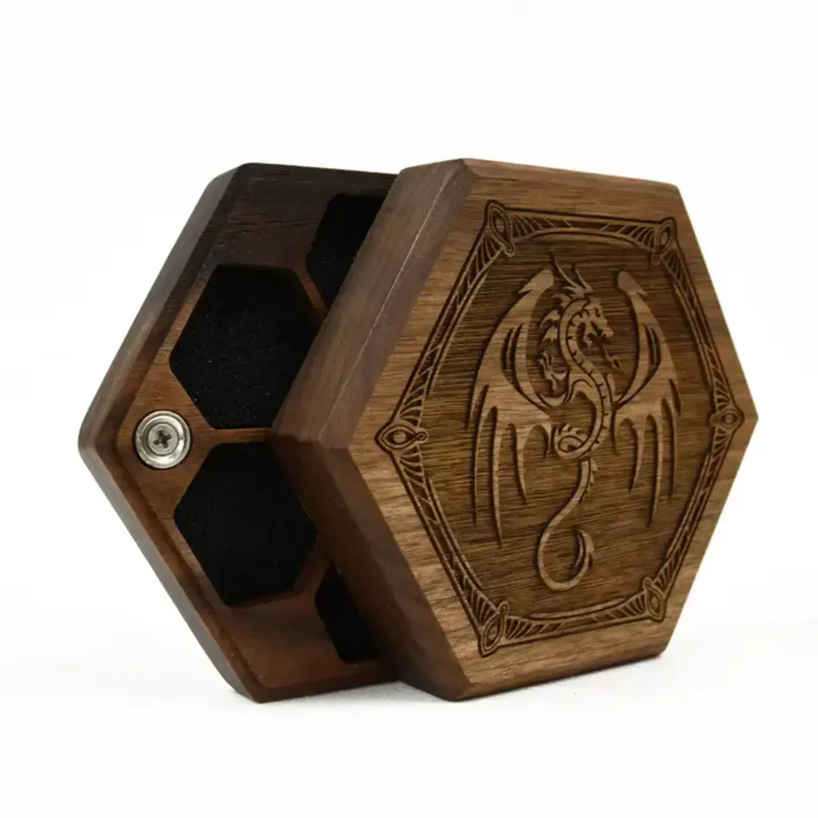 elderwoodacademy Dice Box : Hex Chest Walnut Winged Dragon Beehive