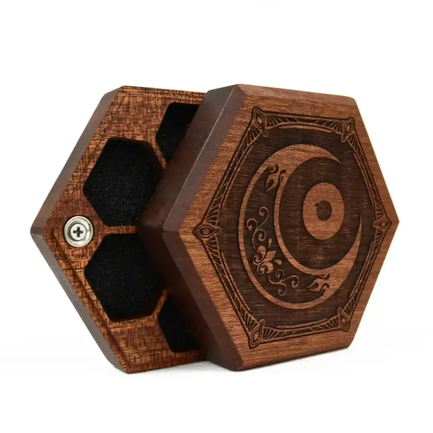 elderwoodacademy Dice Box : Hex Chest Mahogany Moon Beehive