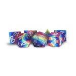 Metallic Dice Games 7-Die Set 16mm Sharp Edge Silicone Rubber: Rainbow