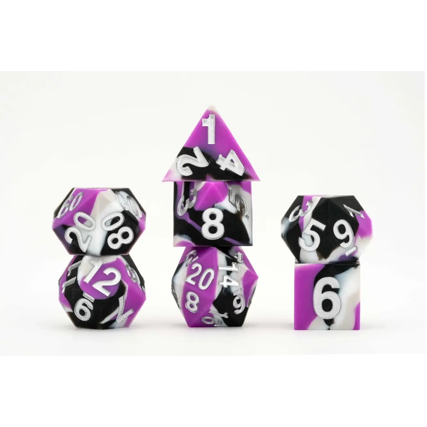 Metallic Dice Games 7-Die Set 16mm: Pride- Asexual