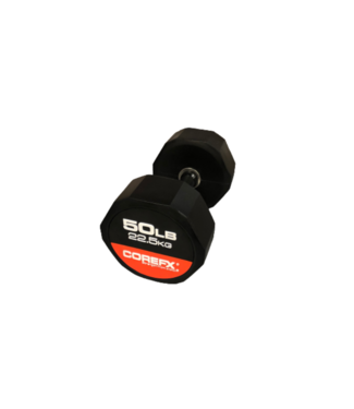 12 Edge 50lb Rubber Dumbbell