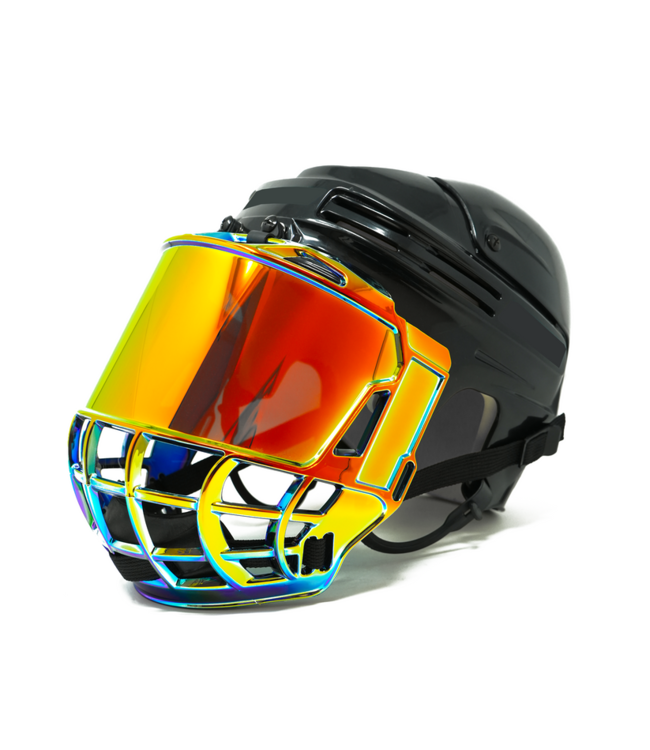 Colored Bubbles Chrome Hockey Face Shield
