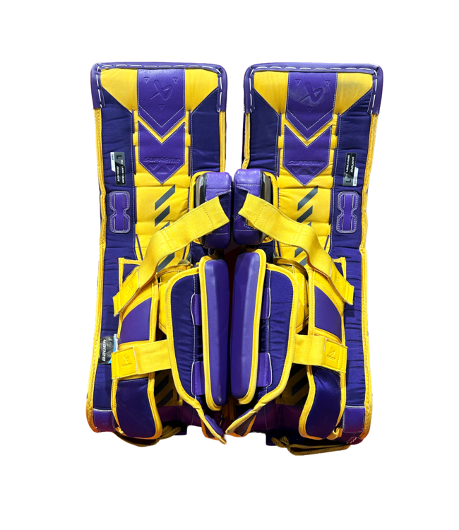 SUPREME SHADOW SENIOR GOALIE PADS - DEMO LARGE - PURPLE/YELLOW