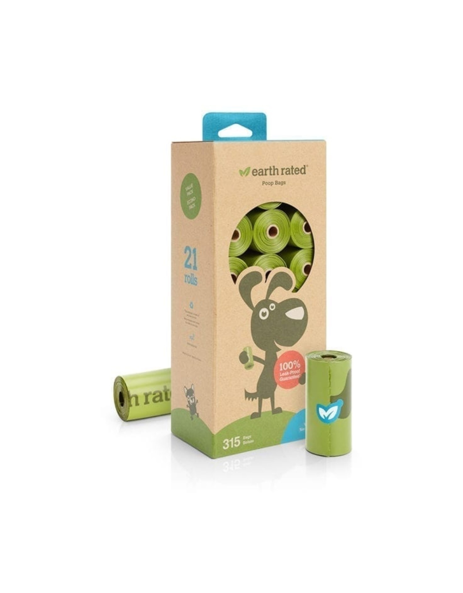 Earth Rated Unscented Refill Bags 21 Rolls 315ct