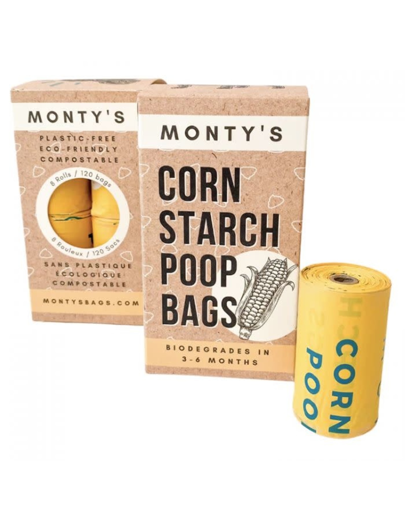 Monty's Bags Monty’s Cornstarch Poop Bags 8 Rolls/120 bags