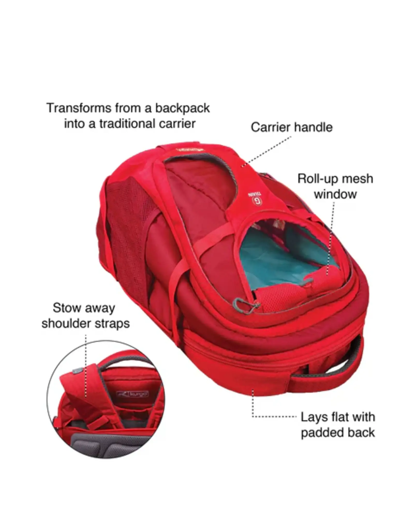 Kurgo Kurgo Dog/Cat G-Train Carrier Backpack Chili Red