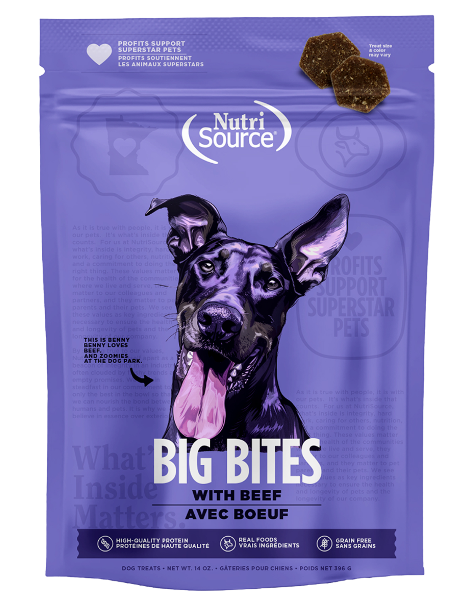NutriSource NutriSource Big Bites Beef 14 oz