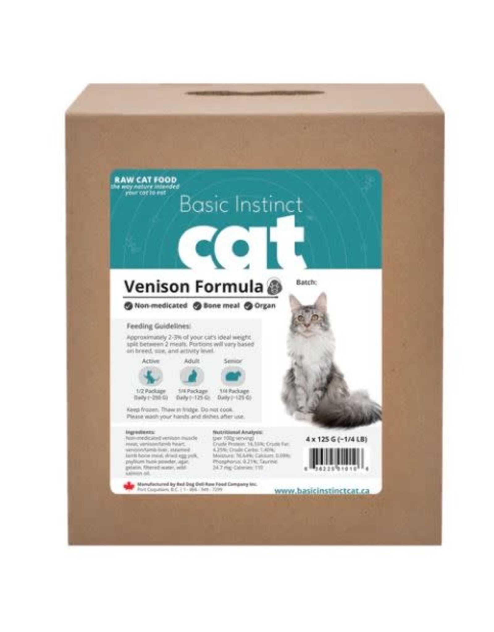 3P Natruals Basic Instinct Non-Med Venison Cat Formula 4 x 125 g
