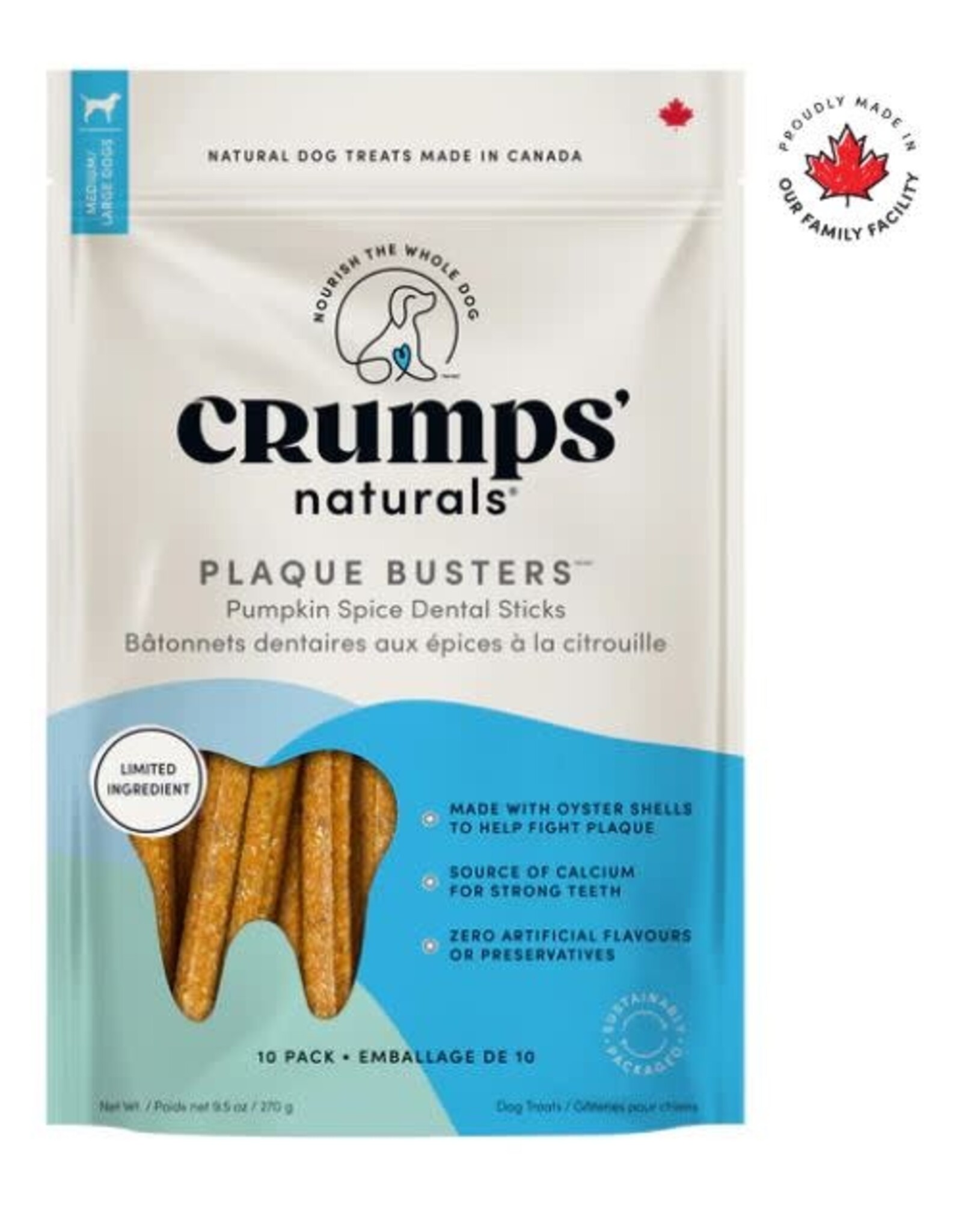 Crumps’ Naturals Plaque Busters Pumpkin Spice 7” 10 pk
