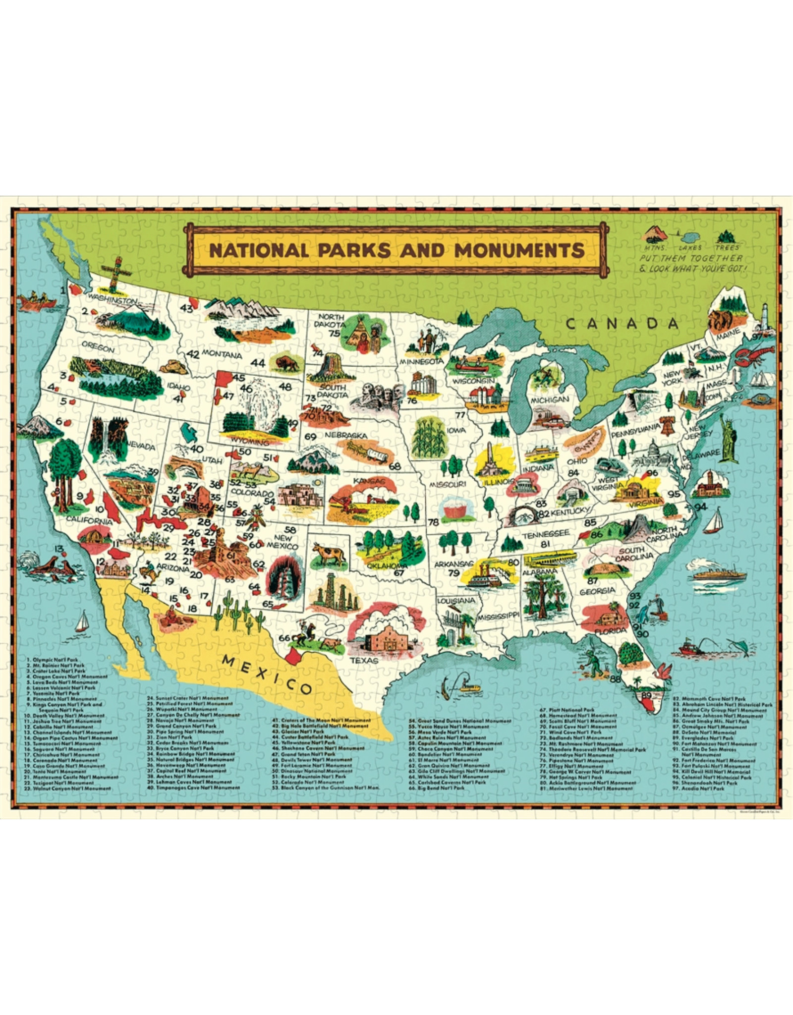 Cavallini Papers & Co. Cavallini Puzzle National Parks Map 1,000 Pcs