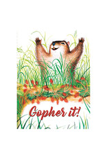 Laughing Elephant Message Inside Happy Gopher LGB A7 Birthday Notecard