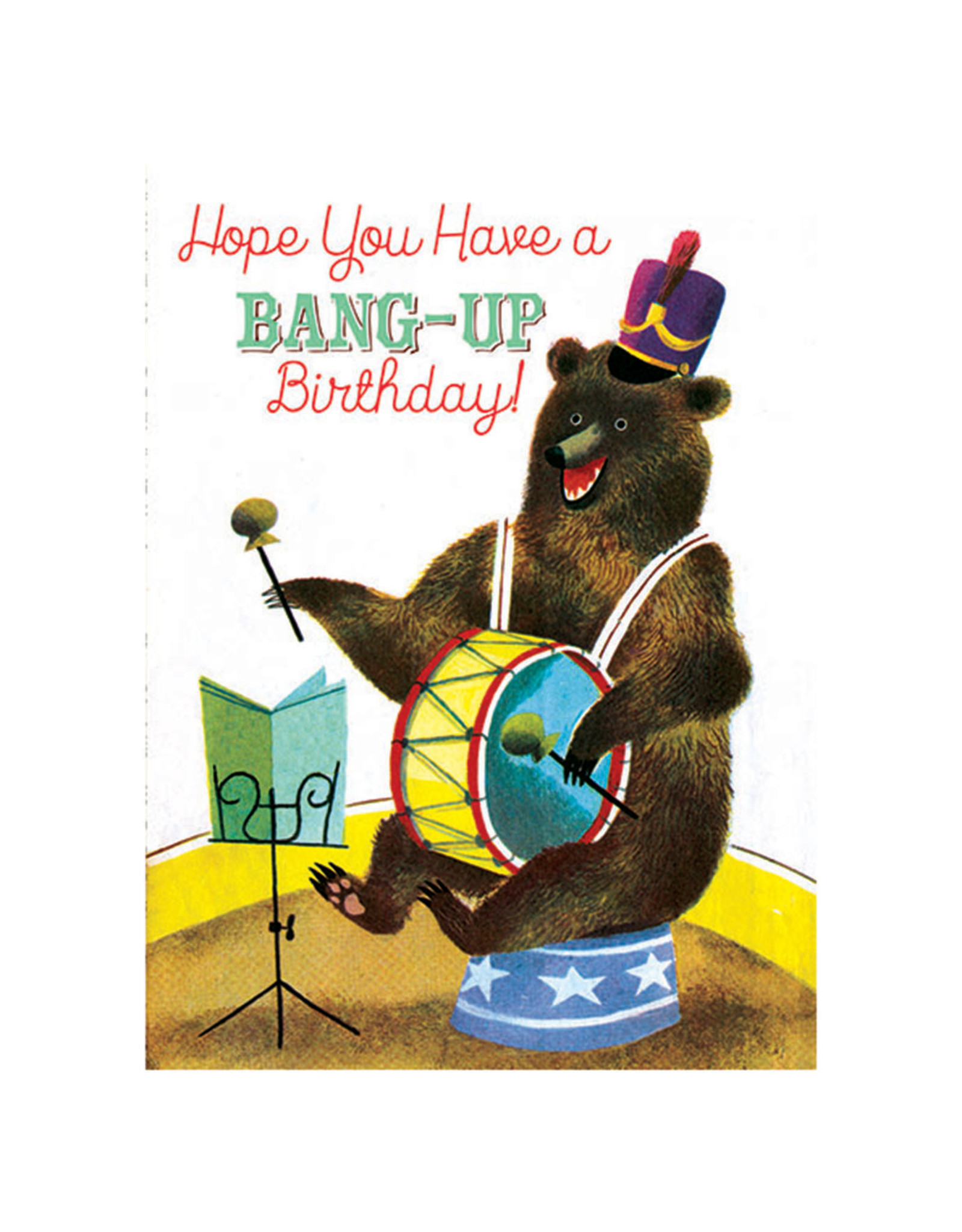 Laughing Elephant Bear with a Drum LGB Notecard  A7 Birthday Notecard