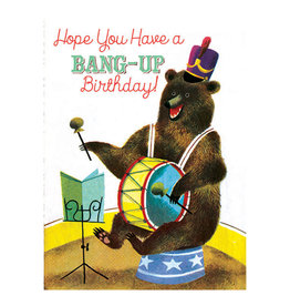 Laughing Elephant Bear with a Drum LGB Notecard  A7 Birthday Notecard
