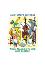 Laughing Elephant Birthday Music Quartet Notecard  A7 Birthday