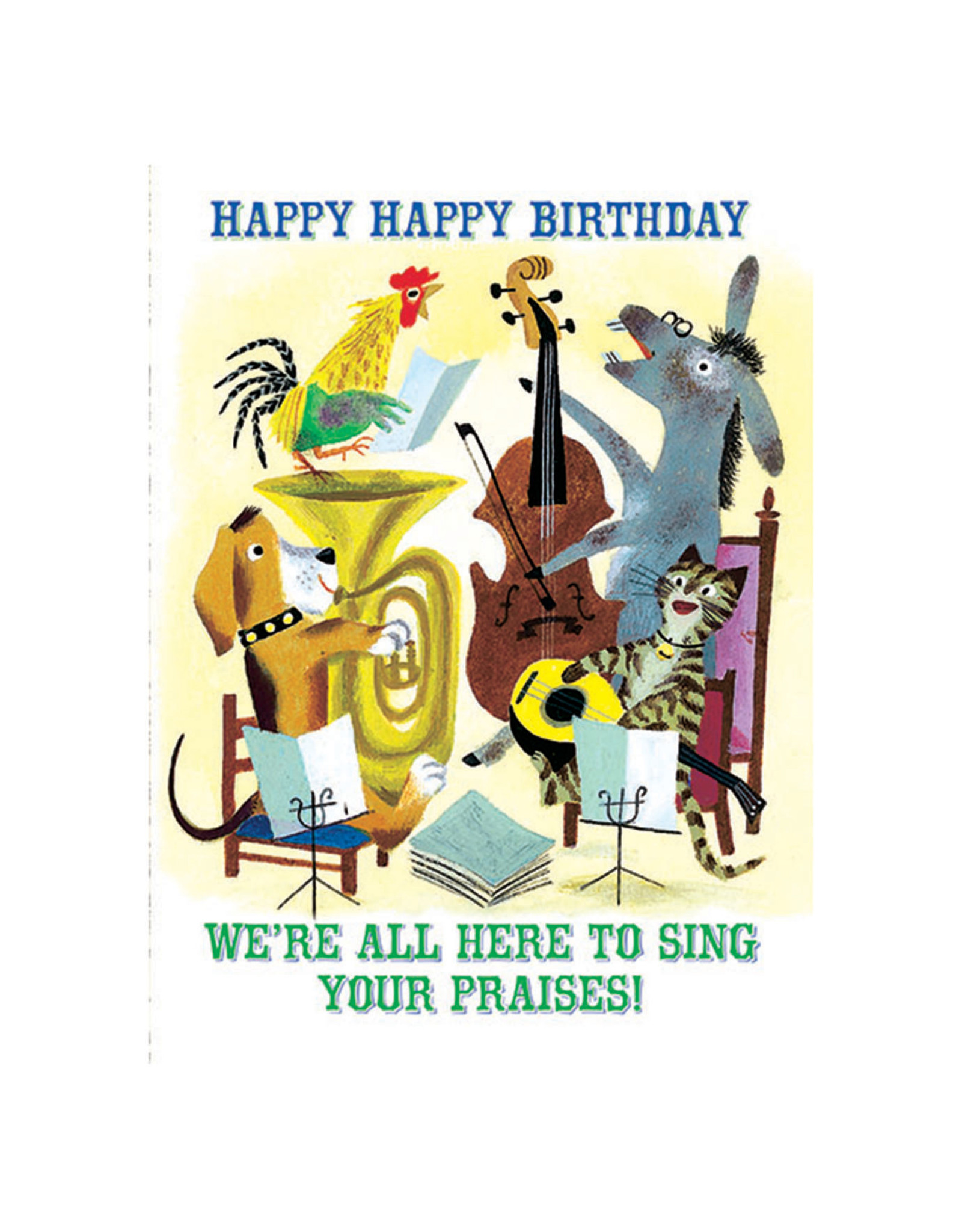 Laughing Elephant Birthday Music Quartet Notecard  A7 Birthday
