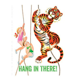 Laughing Elephant Children & Tiger Climbing Ropes Notecard A7 Encouragement
