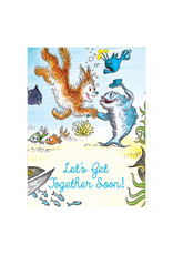 Laughing Elephant Dog Greeting a Fish Notecard A7 Thinking of You