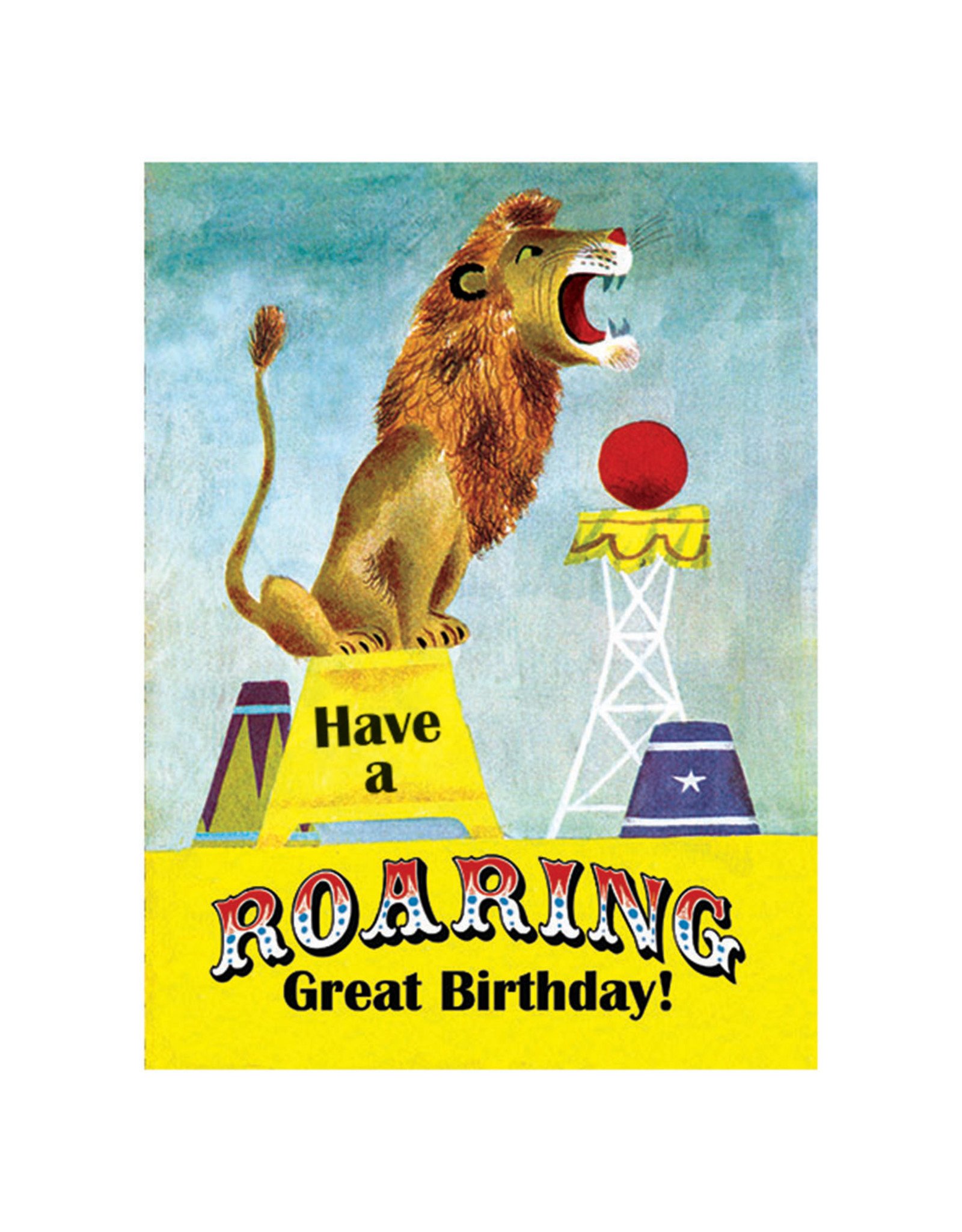 Laughing Elephant Lion Roaring Notecard A7 Birthday