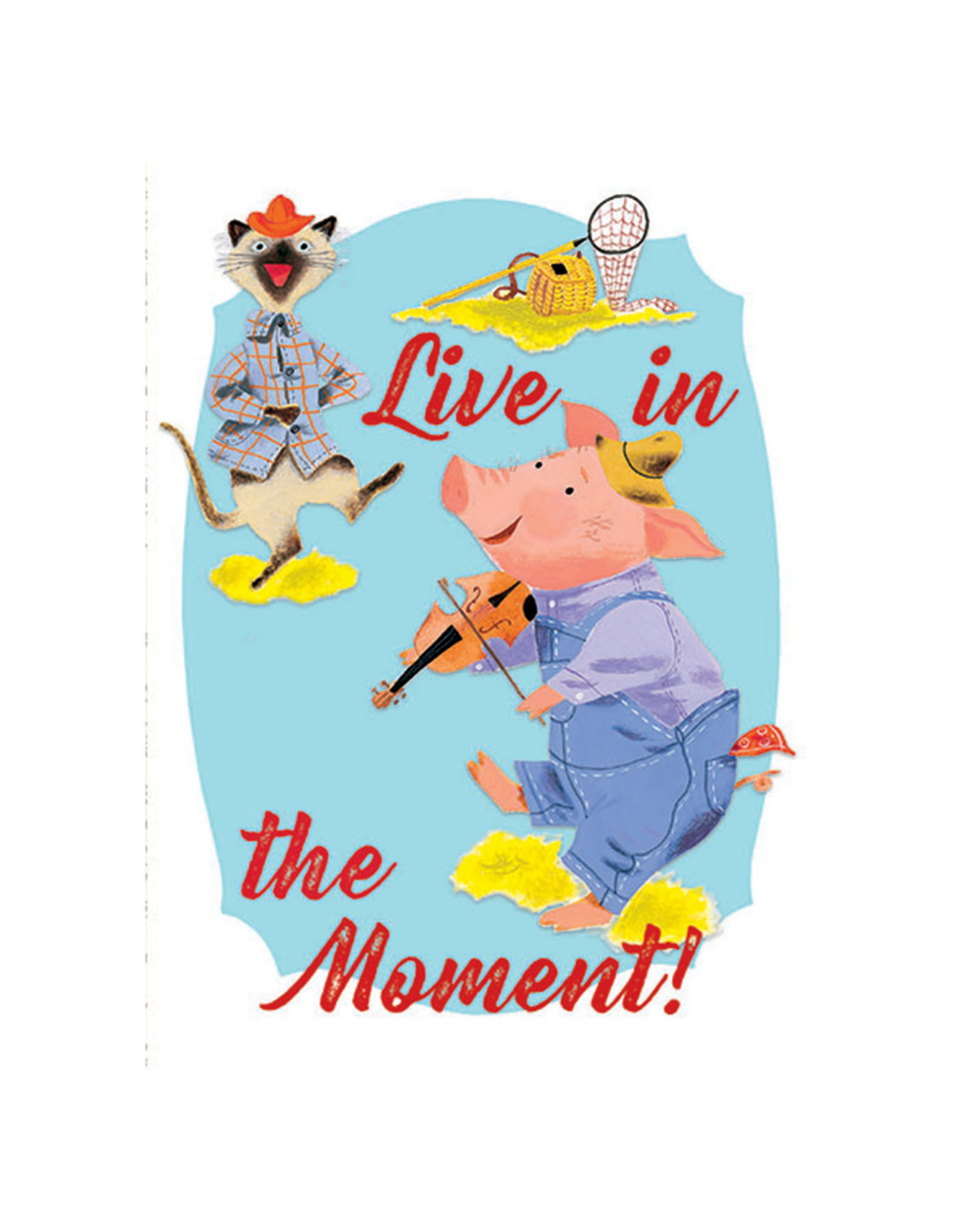 Laughing Elephant Pig with a Violin Notecard A7 Thinking of You