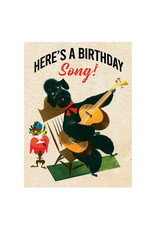 Laughing Elephant Poodle with a Guitar Notecard A7 Birthday